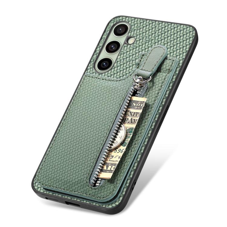 For Samsung Galaxy A36 Carbon Fiber Vertical Flip Zipper Phone Case