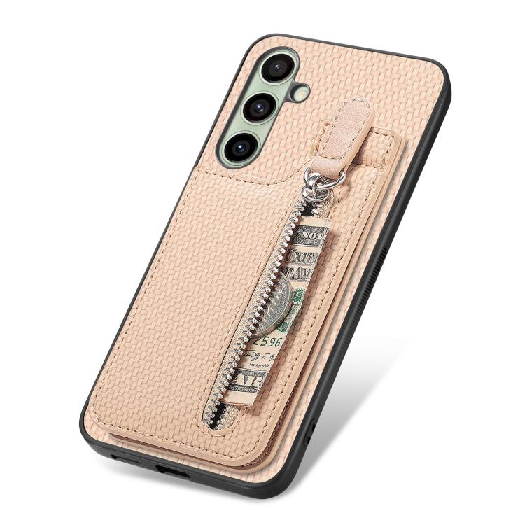 For Samsung Galaxy A36 Carbon Fiber Vertical Flip Zipper Phone Case