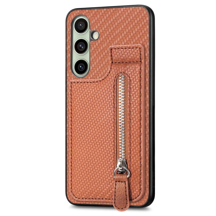 For Samsung Galaxy A36 Carbon Fiber Vertical Flip Zipper Phone Case