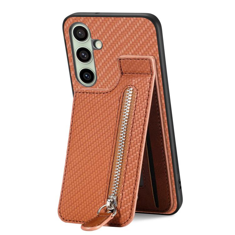 For Samsung Galaxy A36 Carbon Fiber Vertical Flip Zipper Phone Case