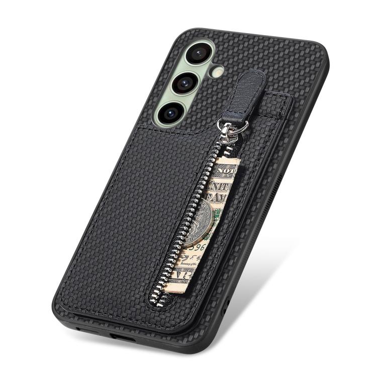 For Samsung Galaxy A56 5G Carbon Fiber Vertical Flip Zipper Phone Case