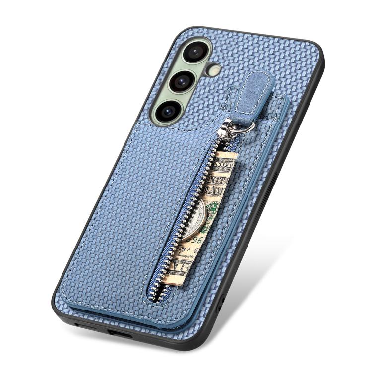 For Samsung Galaxy A56 5G Carbon Fiber Vertical Flip Zipper Phone Case