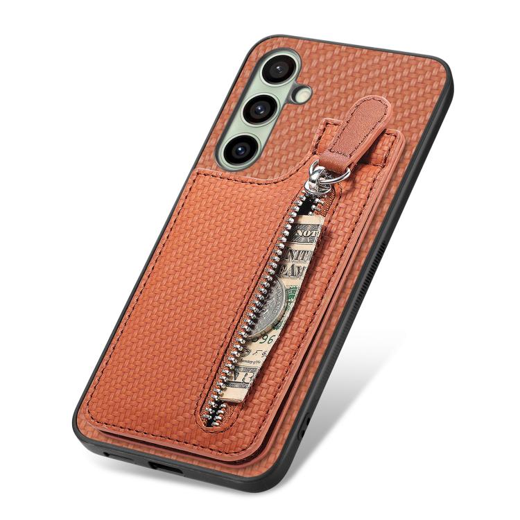 For Samsung Galaxy A56 5G Carbon Fiber Vertical Flip Zipper Phone Case