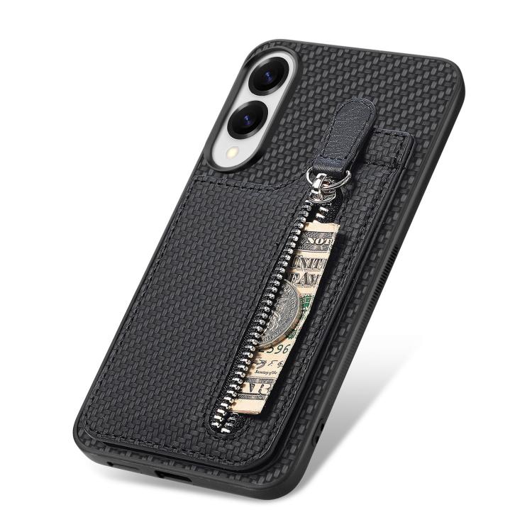 For Samsung Galaxy S25 Edge 5G Carbon Fiber Vertical Flip Zipper Phone Case