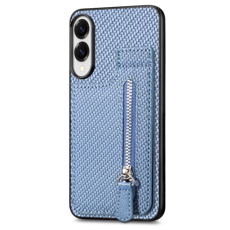 For Samsung Galaxy S25 Edge 5G Carbon Fiber Vertical Flip Zipper Phone Case