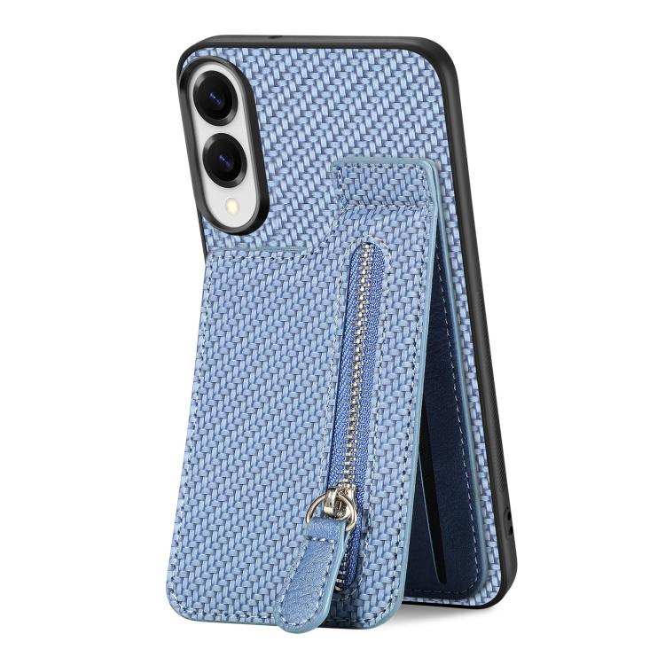 For Samsung Galaxy S25 Edge 5G Carbon Fiber Vertical Flip Zipper Phone Case