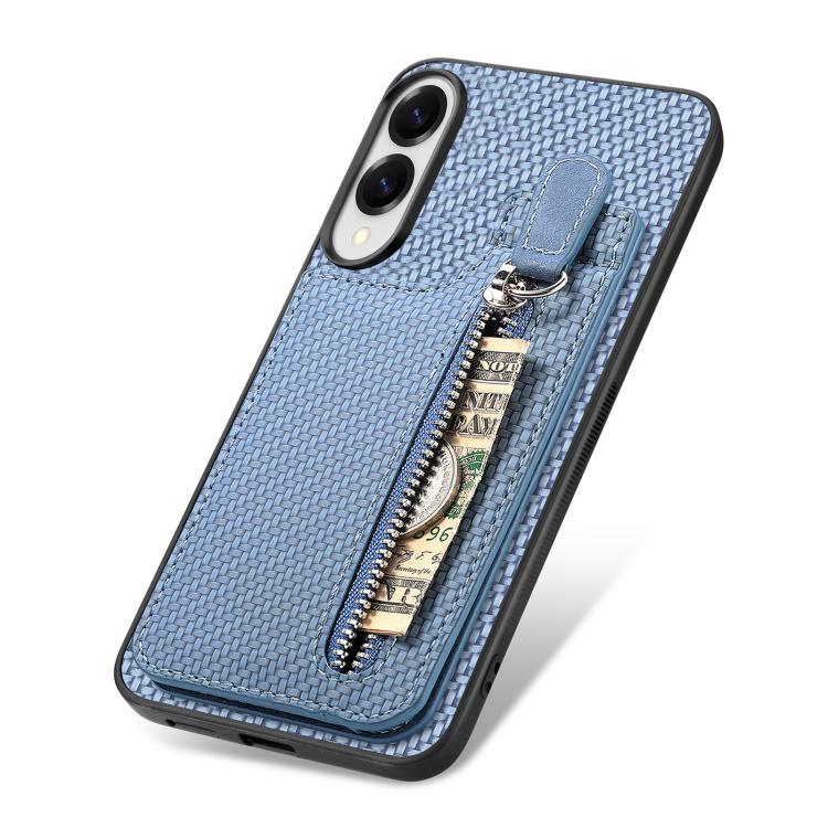 For Samsung Galaxy S25 Edge 5G Carbon Fiber Vertical Flip Zipper Phone Case