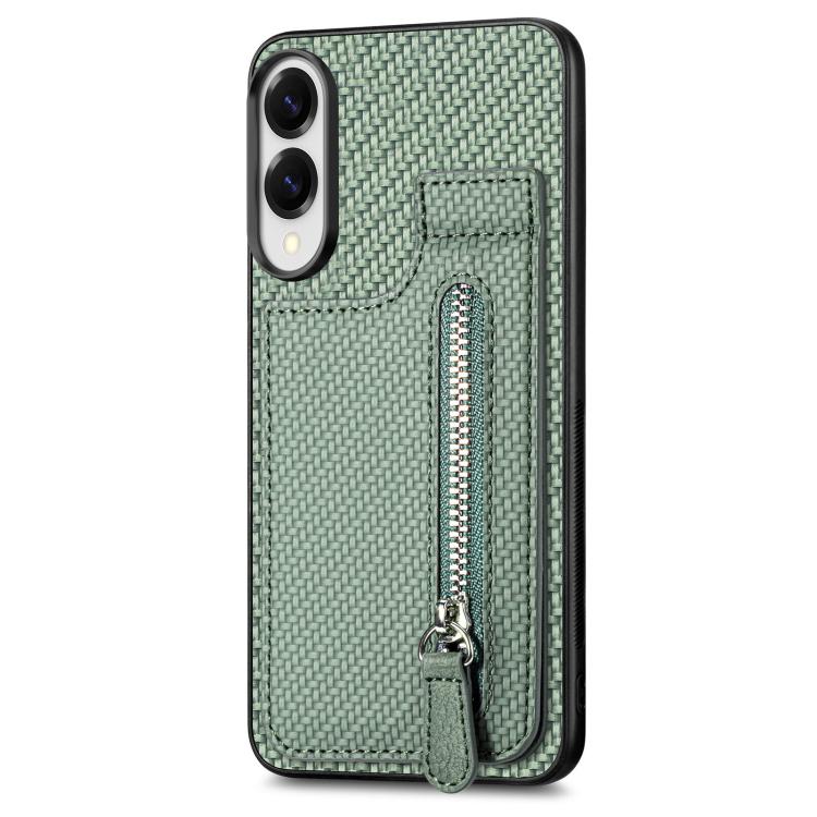 For Samsung Galaxy S25 Edge 5G Carbon Fiber Vertical Flip Zipper Phone Case