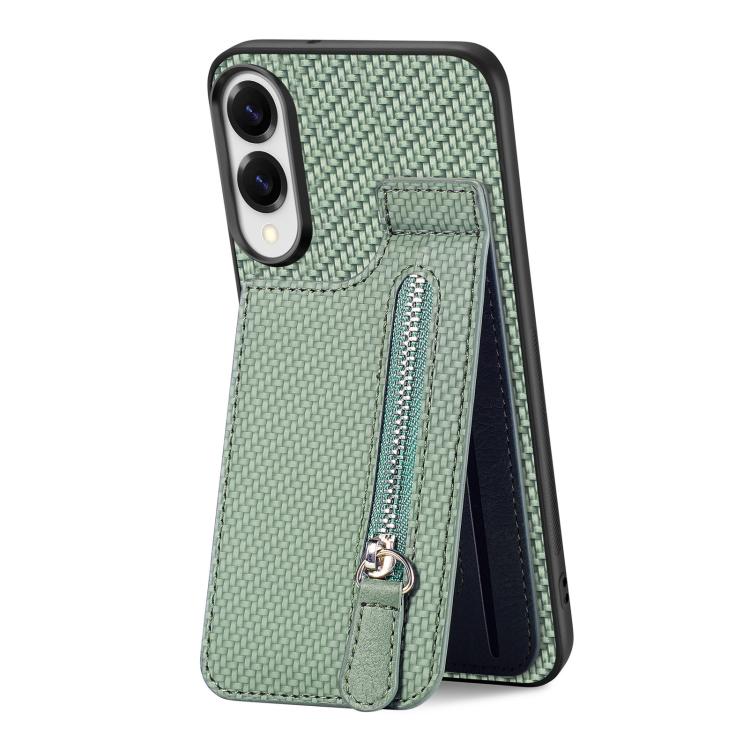 For Samsung Galaxy S25 Edge 5G Carbon Fiber Vertical Flip Zipper Phone Case