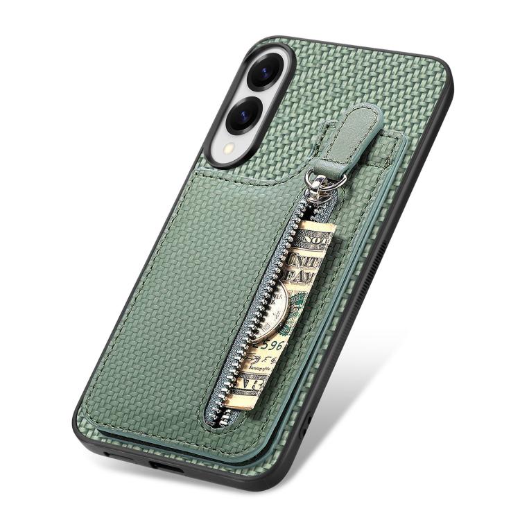 For Samsung Galaxy S25 Edge 5G Carbon Fiber Vertical Flip Zipper Phone Case