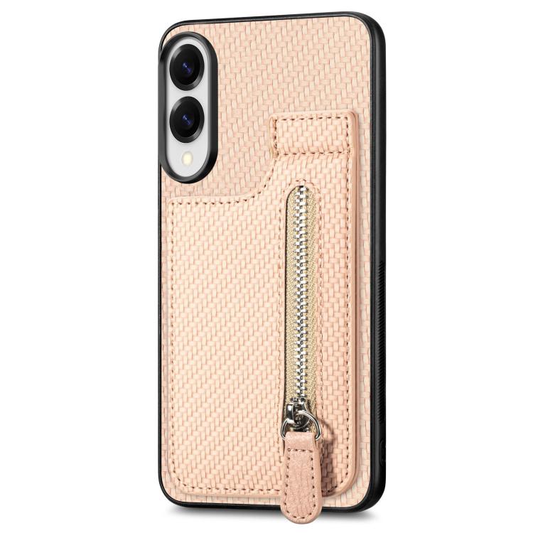 For Samsung Galaxy S25 Edge 5G Carbon Fiber Vertical Flip Zipper Phone Case