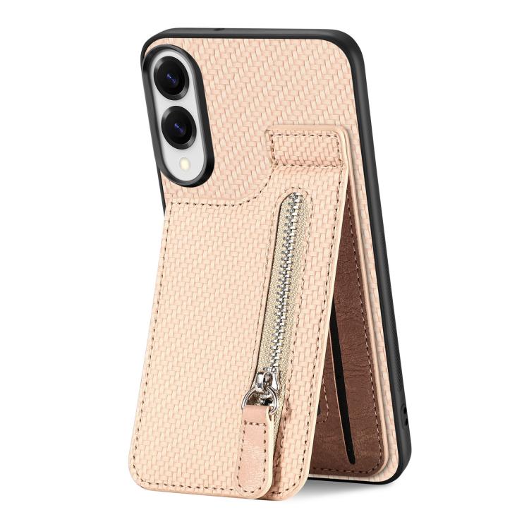 For Samsung Galaxy S25 Edge 5G Carbon Fiber Vertical Flip Zipper Phone Case