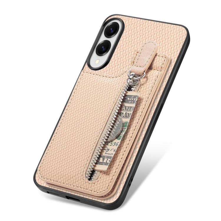 For Samsung Galaxy S25 Edge 5G Carbon Fiber Vertical Flip Zipper Phone Case