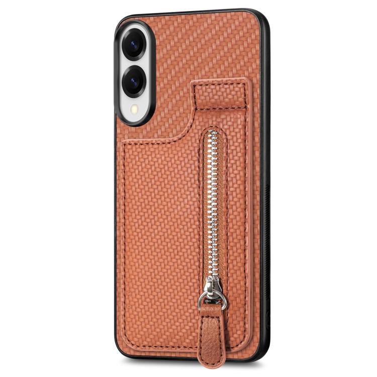 For Samsung Galaxy S25 Edge 5G Carbon Fiber Vertical Flip Zipper Phone Case