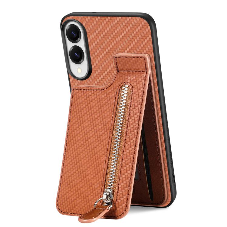 For Samsung Galaxy S25 Edge 5G Carbon Fiber Vertical Flip Zipper Phone Case