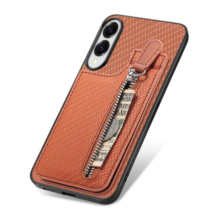 For Samsung Galaxy S25 Edge 5G Carbon Fiber Vertical Flip Zipper Phone Case
