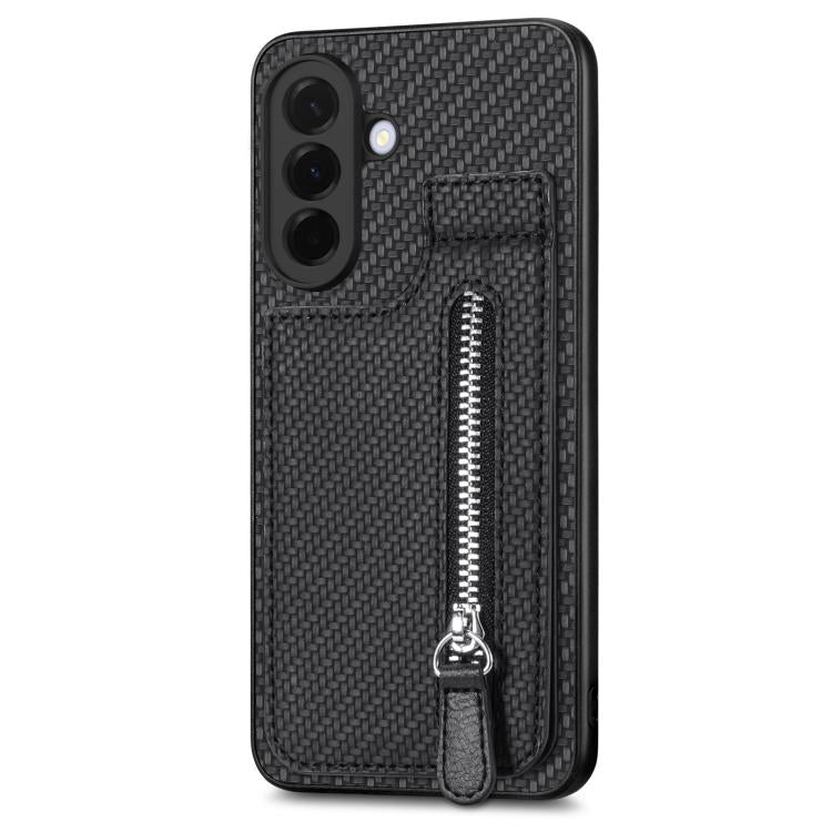 For Samsung Galaxy A37 5G Carbon Fiber Vertical Flip Zipper Phone Case