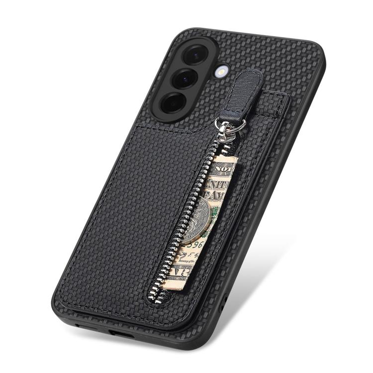 For Samsung Galaxy A37 5G Carbon Fiber Vertical Flip Zipper Phone Case