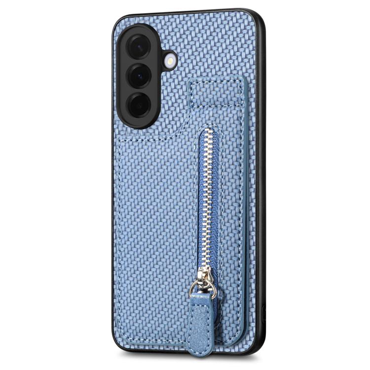 For Samsung Galaxy A57 5G Carbon Fiber Vertical Flip Zipper Phone Case