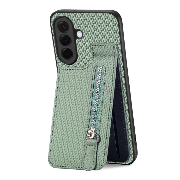 For Samsung Galaxy A57 5G Carbon Fiber Vertical Flip Zipper Phone Case