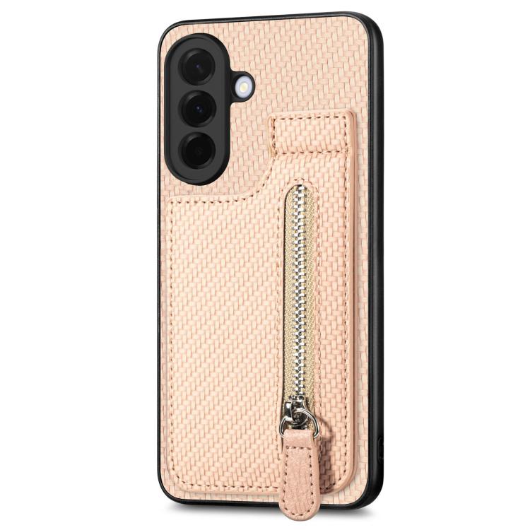 For Samsung Galaxy A57 5G Carbon Fiber Vertical Flip Zipper Phone Case