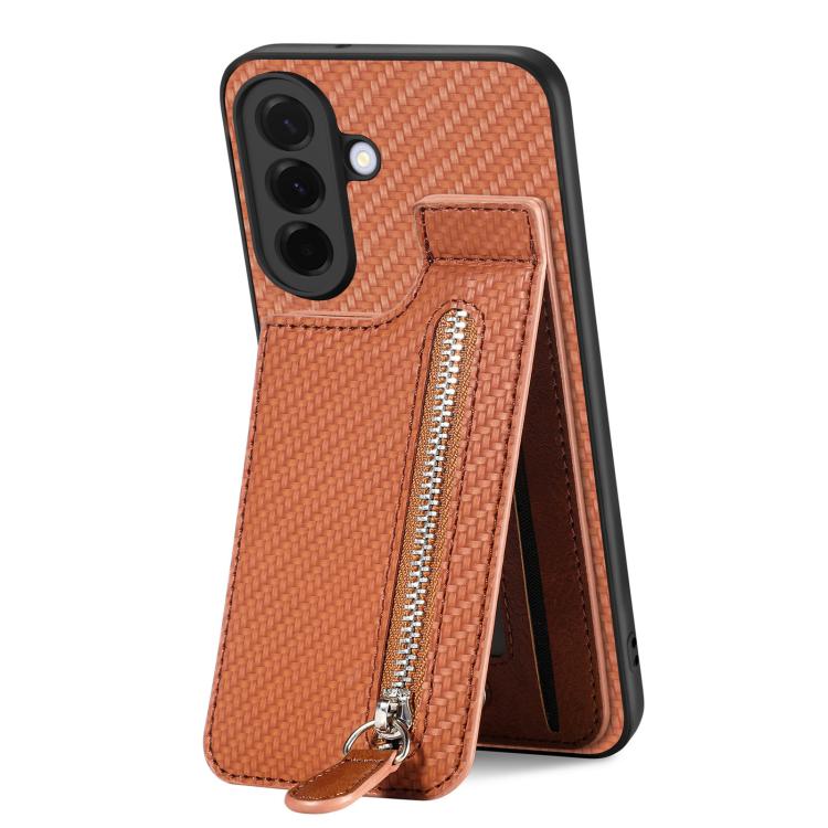 For Samsung Galaxy A57 5G Carbon Fiber Vertical Flip Zipper Phone Case