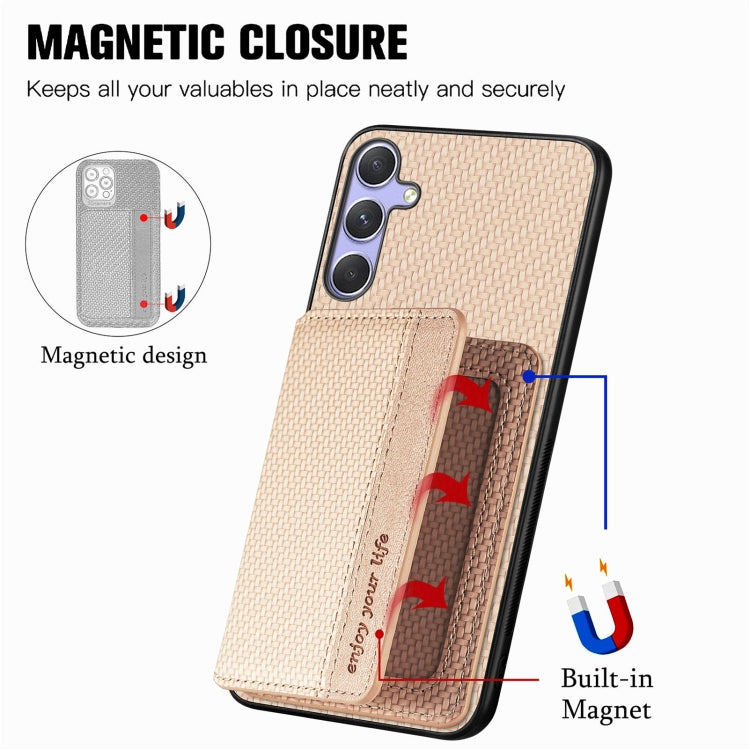 For Samsung Galaxy S25 Ultra 5G Carbon Fiber Magnetic Card Wallet RFID Blocking Phone Case