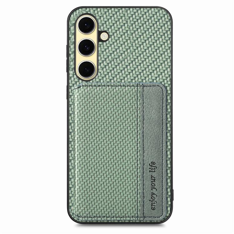 For Samsung Galaxy A36 Carbon Fiber Magnetic Card Wallet RFID Blocking Phone Case