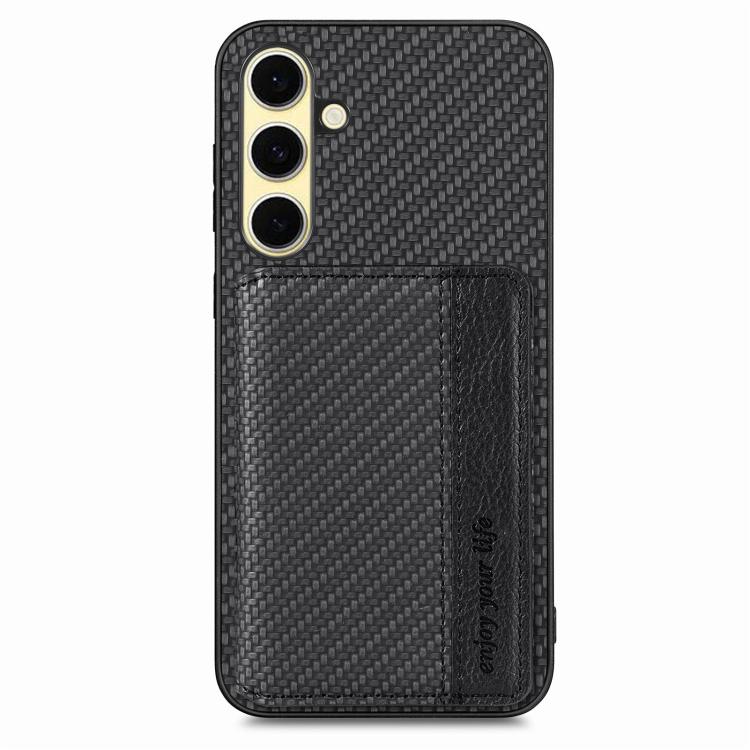 For Samsung Galaxy A56 5G Carbon Fiber Magnetic Card Wallet RFID Blocking Phone Case