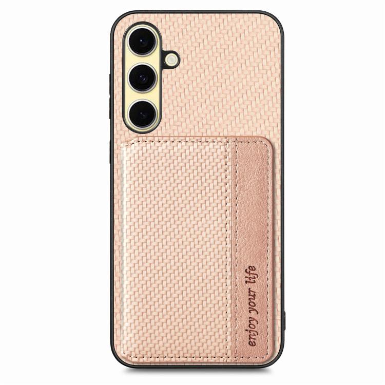 For Samsung Galaxy A56 5G Carbon Fiber Magnetic Card Wallet RFID Blocking Phone Case