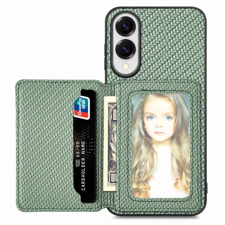 For Samsung Galaxy S25 Edge 5G Carbon Fiber Magnetic Card Wallet RFID Blocking Phone Case