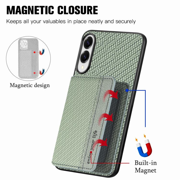 For Samsung Galaxy S25 Edge 5G Carbon Fiber Magnetic Card Wallet RFID Blocking Phone Case