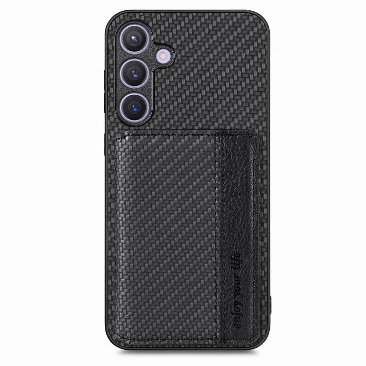 For Samsung Galaxy A57 5G Carbon Fiber Magnetic Card Wallet RFID Blocking Phone Case