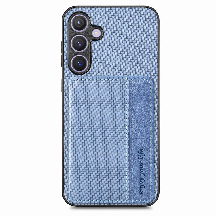 For Samsung Galaxy A57 5G Carbon Fiber Magnetic Card Wallet RFID Blocking Phone Case