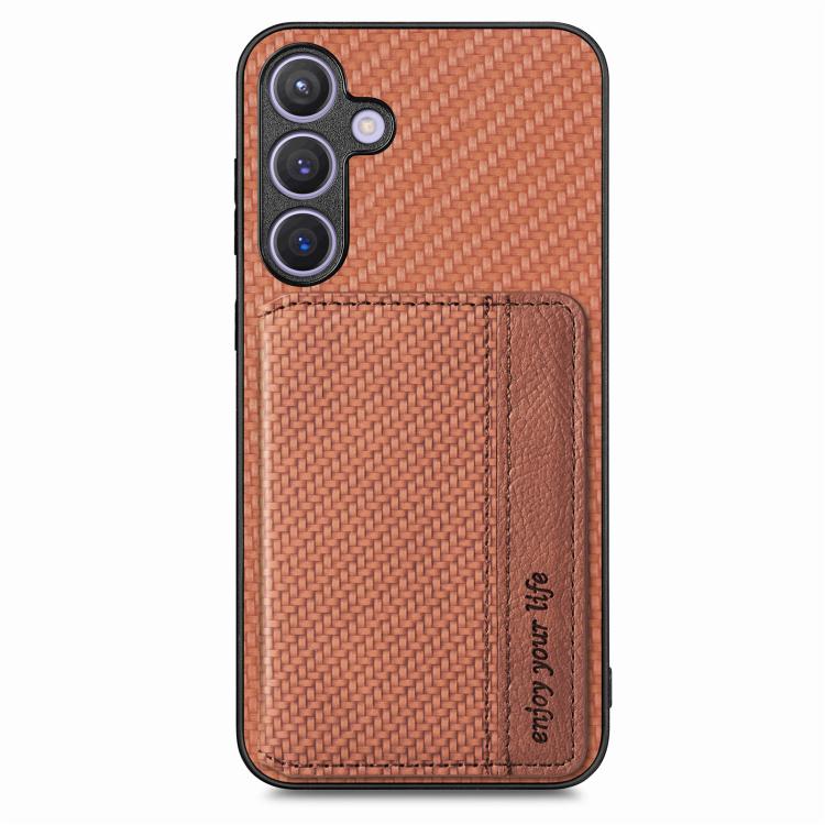For Samsung Galaxy A57 5G Carbon Fiber Magnetic Card Wallet RFID Blocking Phone Case