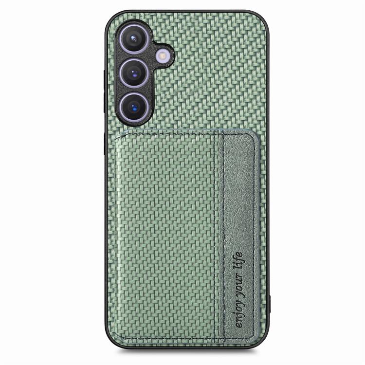 For Samsung Galaxy A57 5G Carbon Fiber Magnetic Card Wallet RFID Blocking Phone Case
