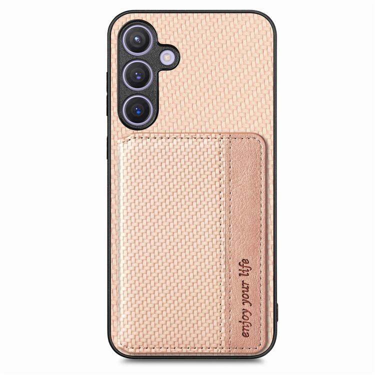 For Samsung Galaxy A57 5G Carbon Fiber Magnetic Card Wallet RFID Blocking Phone Case