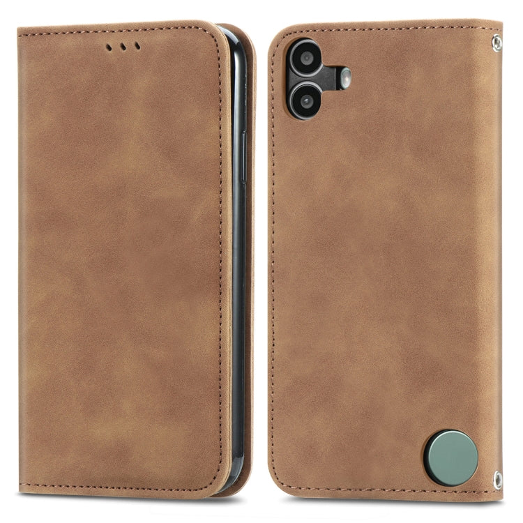 For  Nothing CMF Phone 1 Retro Skin Feel Magnetic Flip Leather Phone Case
