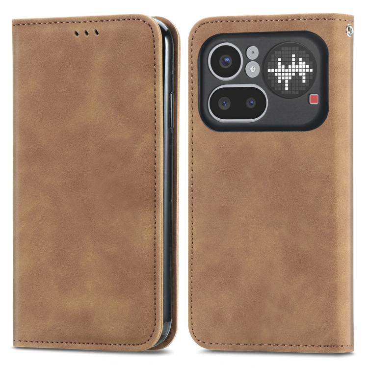 For Nothing Phone 4a Pro Retro Skin Feel Magnetic Flip Leather Phone Case