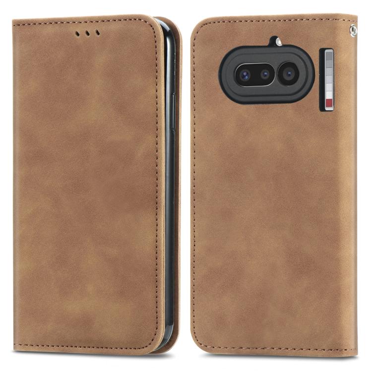 For Nothing Phone 4a Retro Skin Feel Magnetic Flip Leather Phone Case