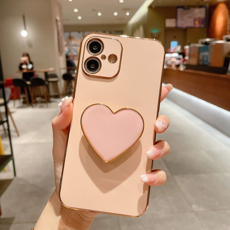 For iPhone 16 Plus Electroplating Love Heart Holder TPU Phone Case