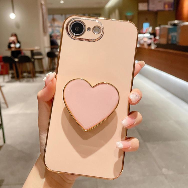 For iPhone 17e / 16e Electroplating Love Heart Holder TPU Phone Case