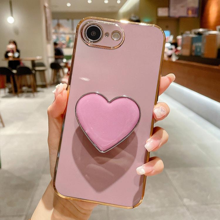 For iPhone 17e / 16e Electroplating Love Heart Holder TPU Phone Case