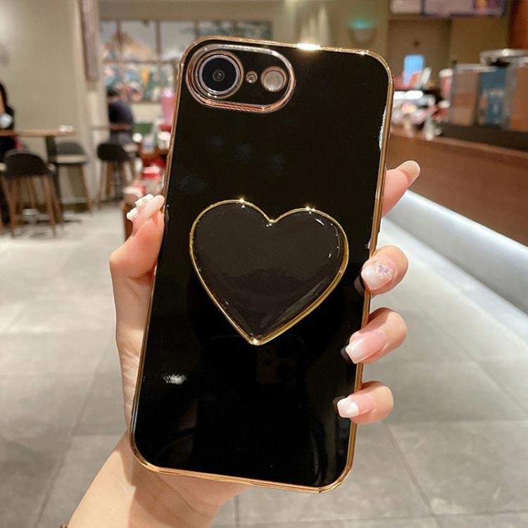 For iPhone 17e / 16e Electroplating Love Heart Holder TPU Phone Case