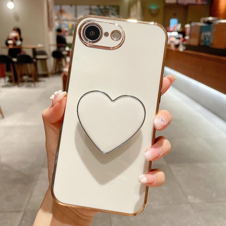 For iPhone 17e / 16e Electroplating Love Heart Holder TPU Phone Case