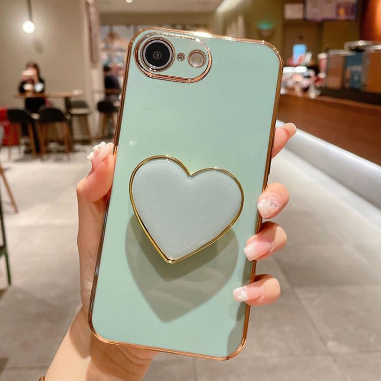 For iPhone 17e / 16e Electroplating Love Heart Holder TPU Phone Case