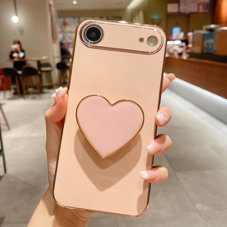 For iPhone Air Electroplating Love Heart Holder TPU Phone Case