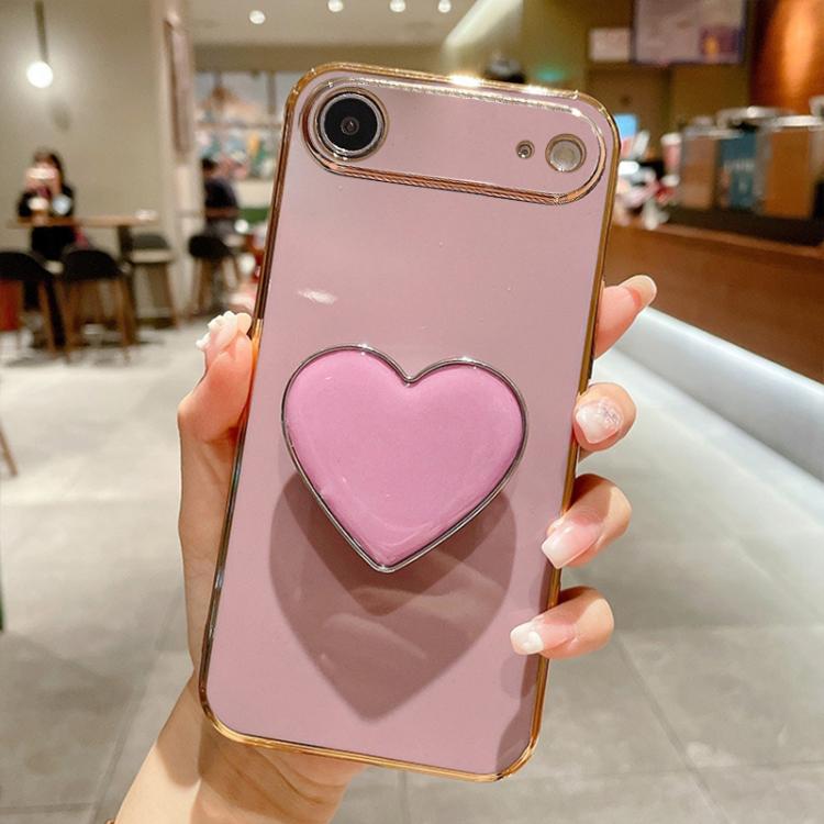 For iPhone Air Electroplating Love Heart Holder TPU Phone Case