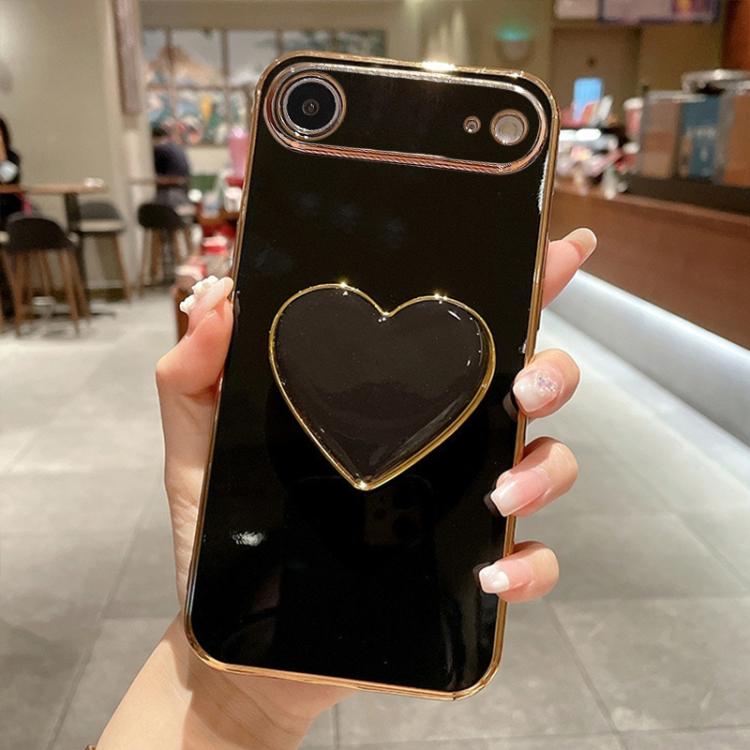 For iPhone Air Electroplating Love Heart Holder TPU Phone Case