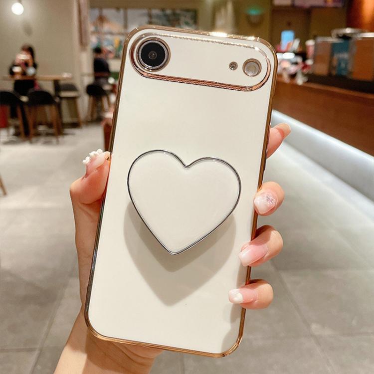 For iPhone Air Electroplating Love Heart Holder TPU Phone Case